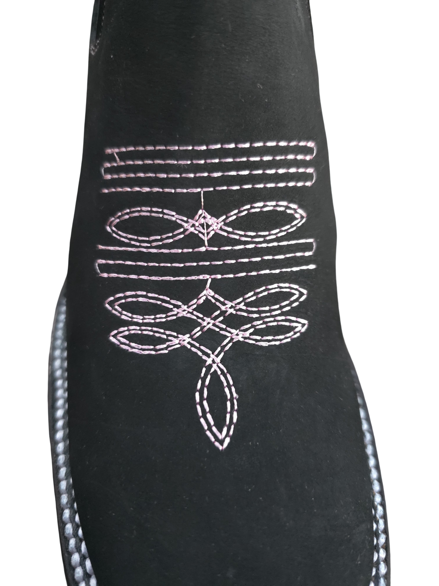 Botines Charros de Gamuza Punta Cuadrada PARA MUJER COLOR NEGRO/ROSA