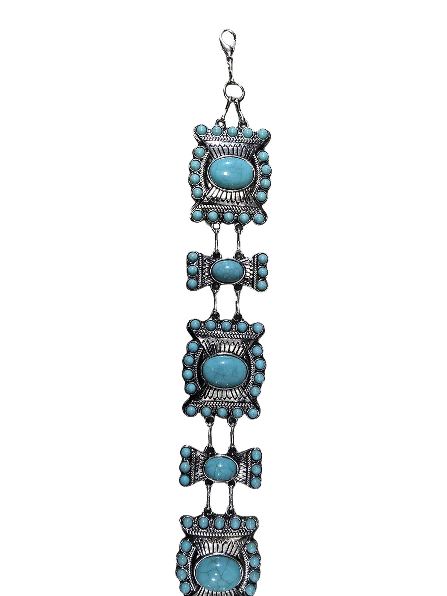 Western Chain Cowboy Belt with Turquoise Conchos - For Women