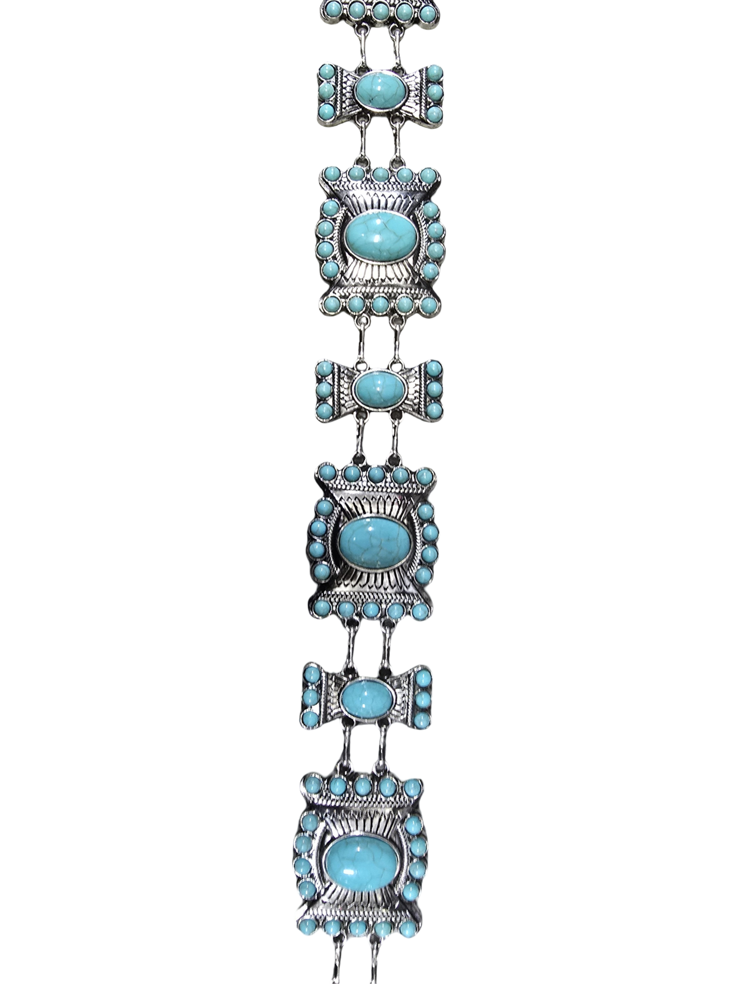 Western Chain Cowboy Belt with Turquoise Conchos - For Women