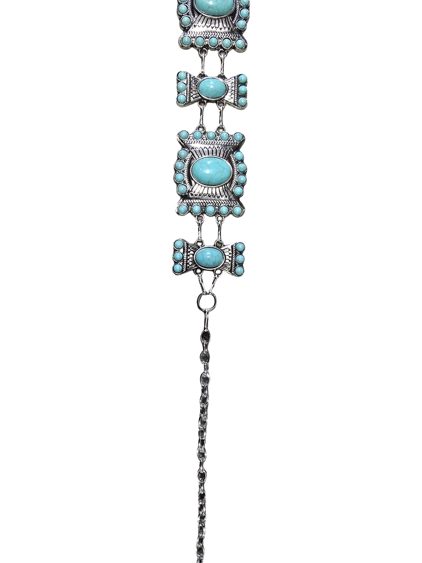 Western Chain Cowboy Belt with Turquoise Conchos - For Women