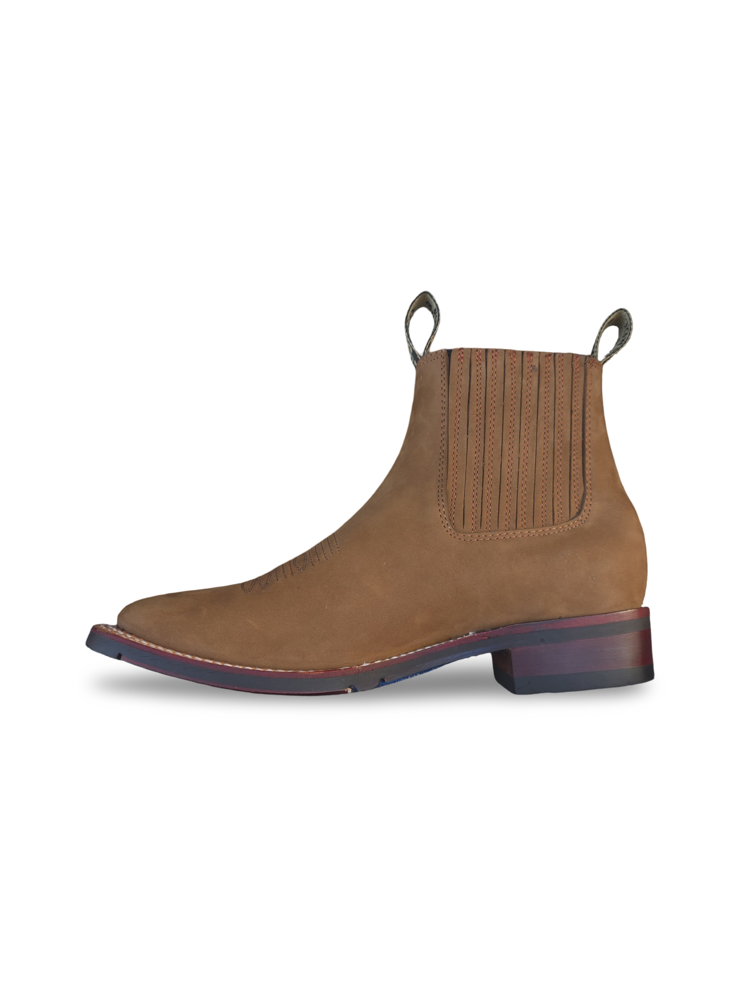 BOTINES CHARROS DE GAMUSA PUNTA CUADRADA COLOR CHEDRON (WILD WEST)