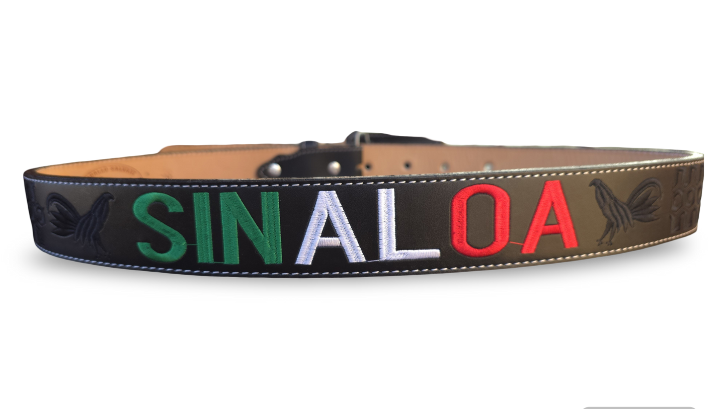 CINTURON PITEADO "SINALOA" TRICOLOR COLOR NEGRO