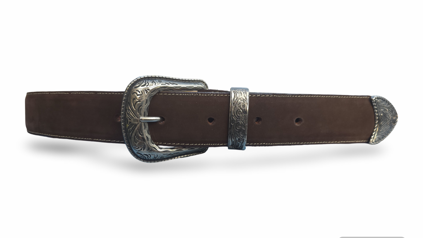 Cinto Vaquero Nobuck (Gamusa) Color Cafe/Chocolate