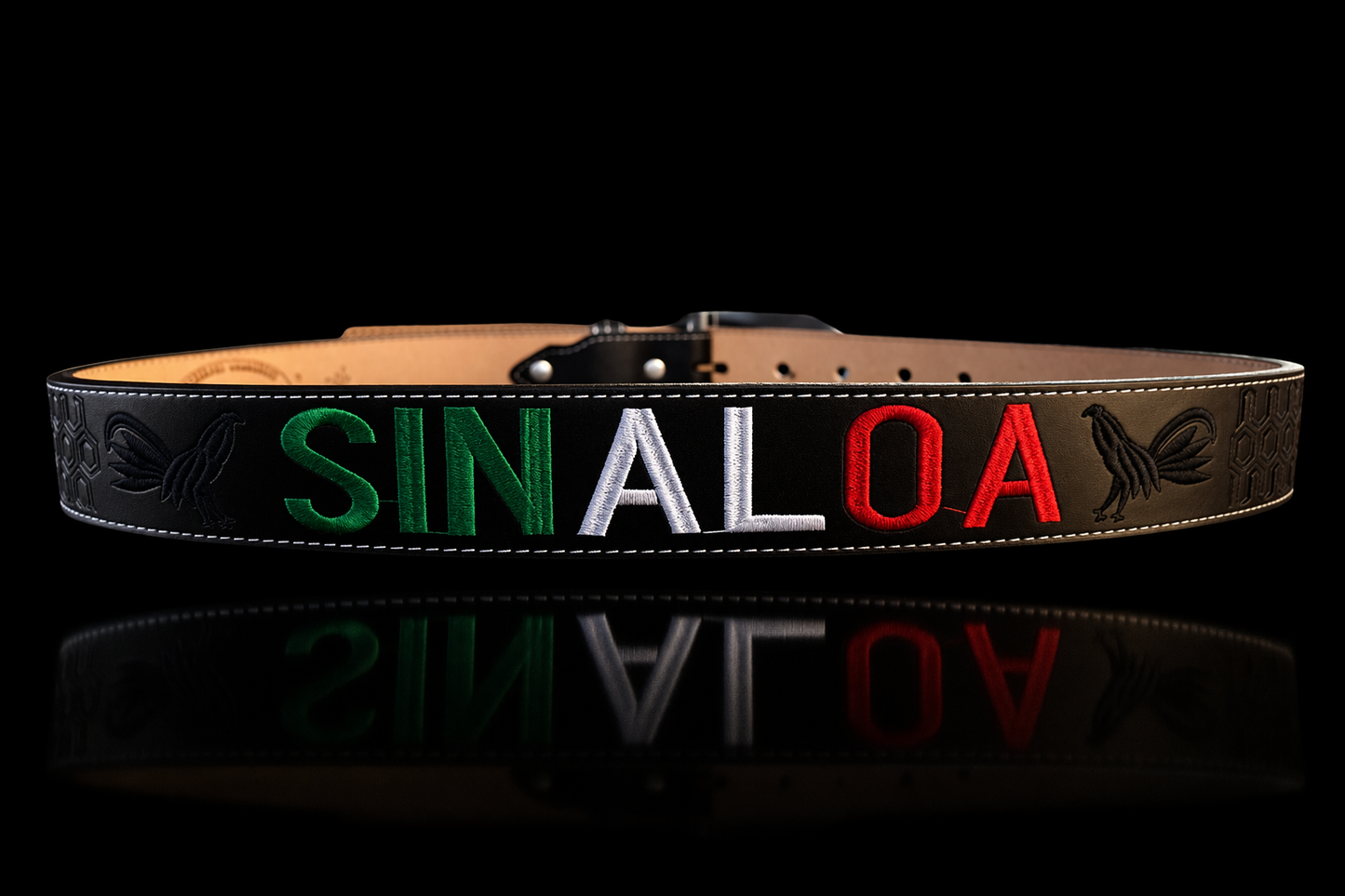 CINTURON PITEADO "SINALOA" TRICOLOR COLOR NEGRO