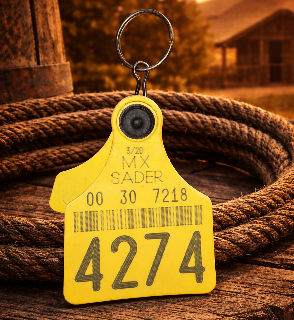 Llavero De Arete De Toro / Cattle Tag Keychaing