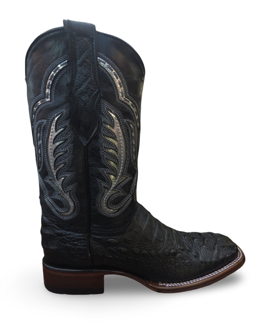 RED DIAMOND CAIMAN PRINT BOOT (BLACK) Wide Square Toe Cowboy Boot