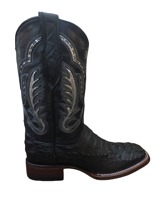 RED DIAMOND CAIMAN PRINT BOOT (BLACK) Wide Square Toe Cowboy Boot