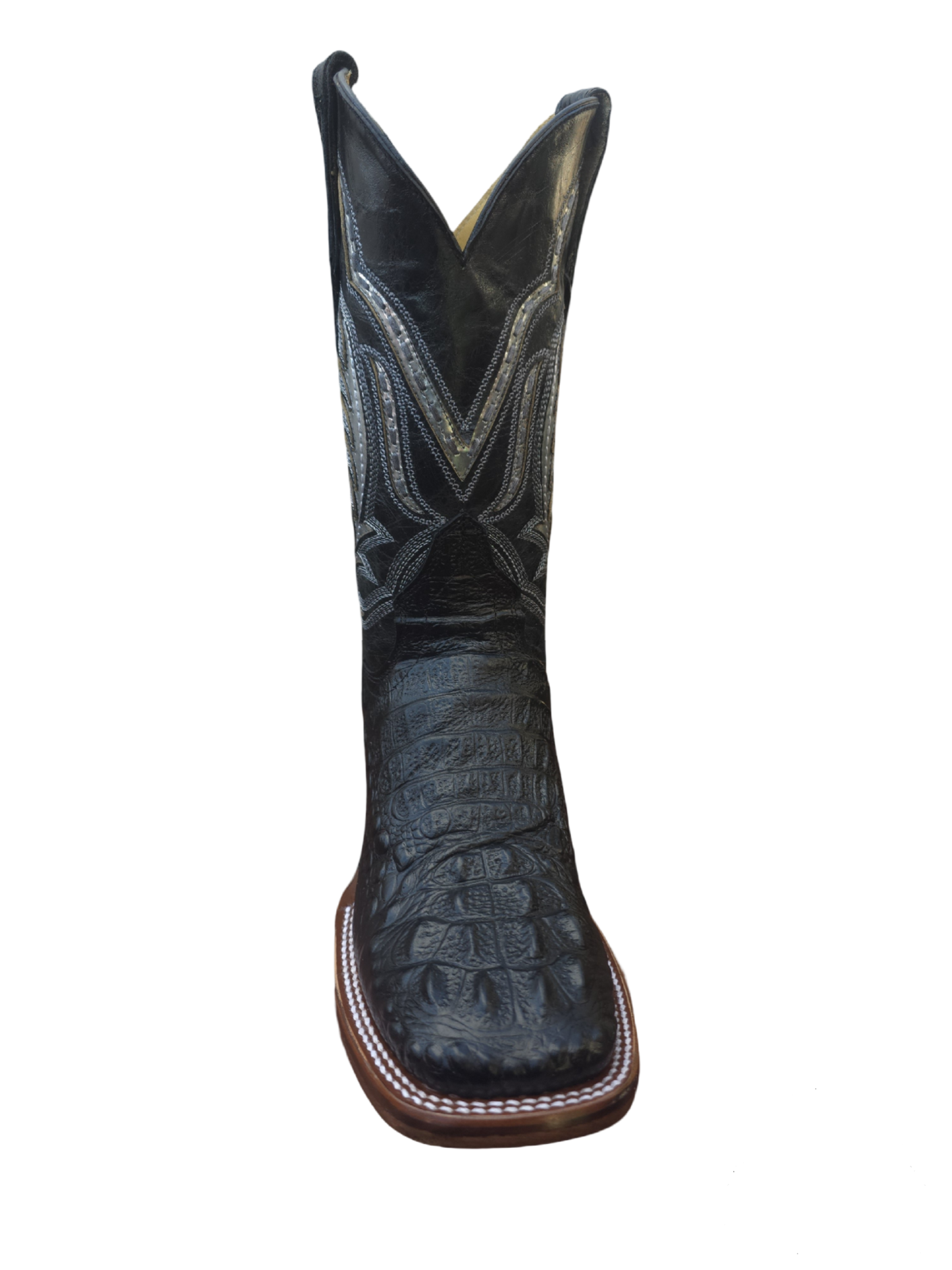 RED DIAMOND CAIMAN PRINT BOOT (BLACK) Wide Square Toe Cowboy Boot
