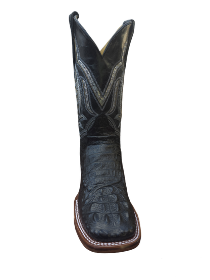 RED DIAMOND CAIMAN PRINT BOOT (BLACK) Wide Square Toe Cowboy Boot