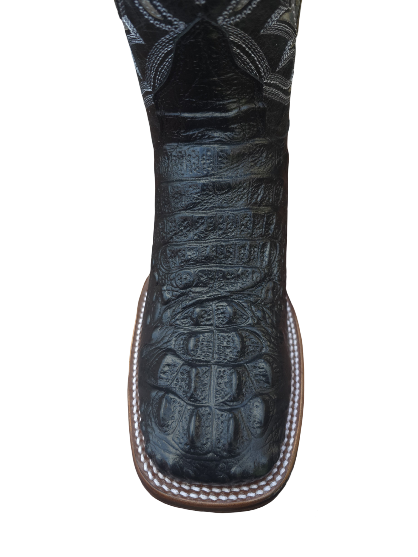 RED DIAMOND CAIMAN PRINT BOOT (BLACK) Wide Square Toe Cowboy Boot