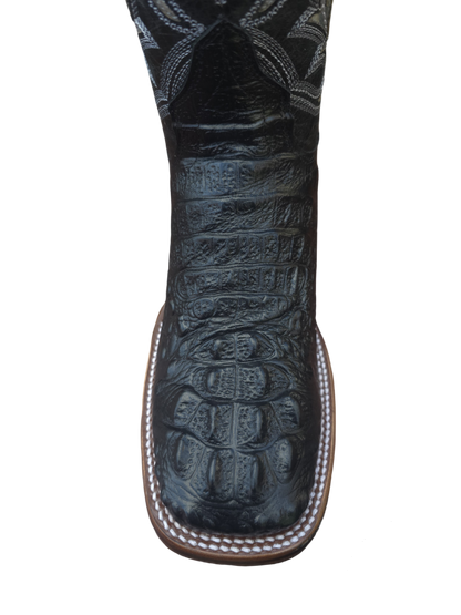 RED DIAMOND CAIMAN PRINT BOOT (BLACK) Wide Square Toe Cowboy Boot