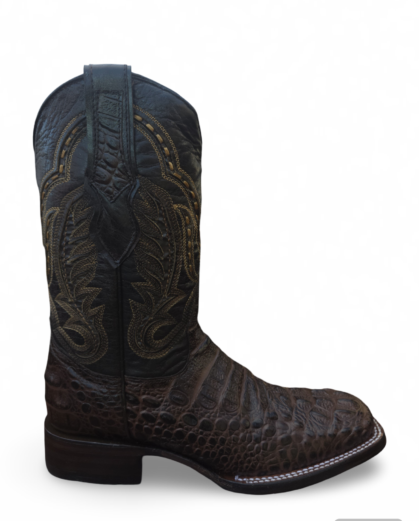 RED DIAMOND CAIMAN PRINT BOOT (BROWN) Wide Square Toe Cowboy Boot