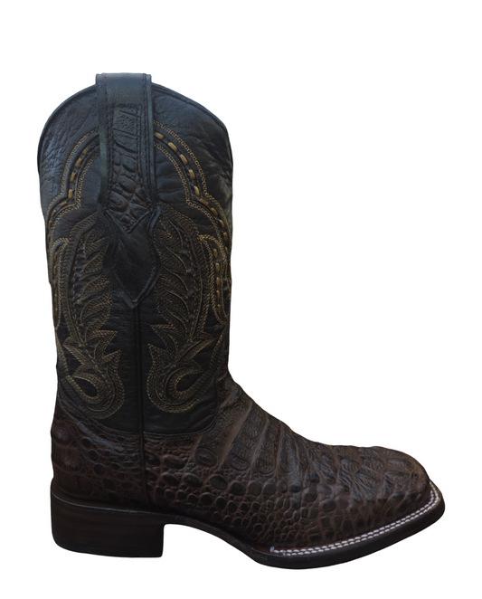 RED DIAMOND CAIMAN PRINT BOOT (BROWN) Wide Square Toe Cowboy Boot