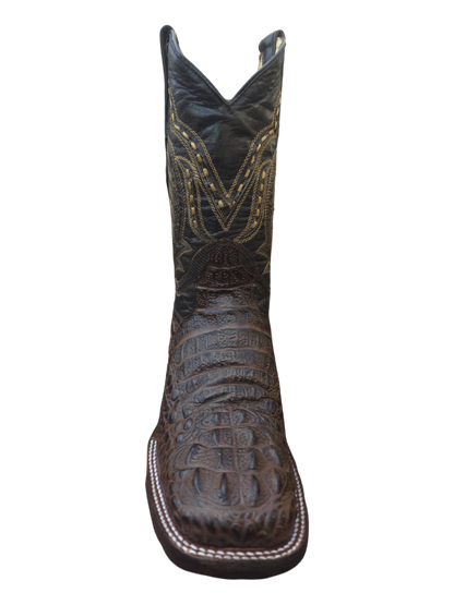 RED DIAMOND CAIMAN PRINT BOOT (BROWN) Wide Square Toe Cowboy Boot