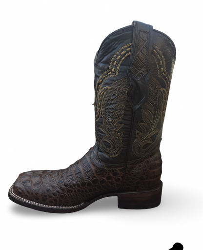 RED DIAMOND CAIMAN PRINT BOOT (BROWN) Wide Square Toe Cowboy Boot