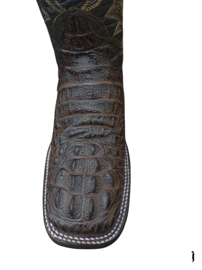 RED DIAMOND CAIMAN PRINT BOOT (BROWN) Wide Square Toe Cowboy Boot