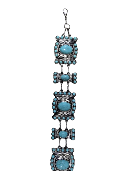 Western Chain Cowboy Belt with Turquoise Conchos - For Women