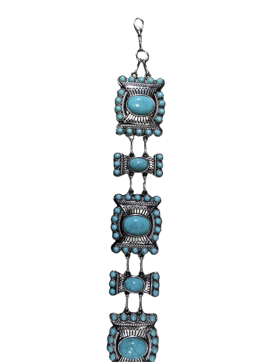 Western Chain Cowboy Belt with Turquoise Conchos - For Women