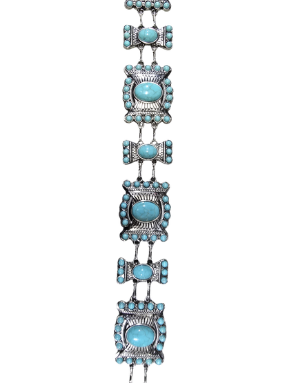 Western Chain Cowboy Belt with Turquoise Conchos - For Women