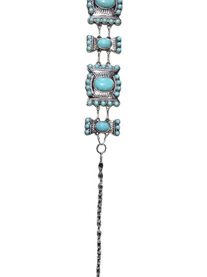 Western Chain Cowboy Belt with Turquoise Conchos - For Women