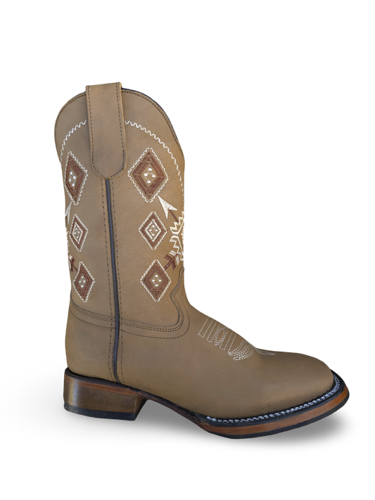 BOTAS VAQUERAS DAMA BORDADA 436 BD OCRE (potrillo salvaje)