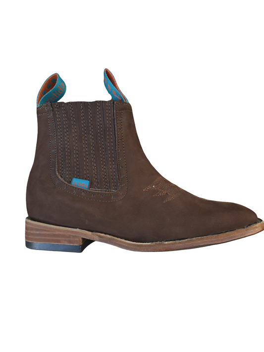 BOTINES CHARROS DE DAMA GAMUZA PUNTA CUADRADA (LA BARCA) COLOR CHOCOLATE