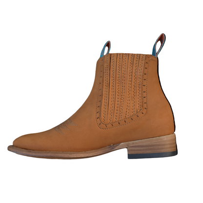 BOTINES CHARROS DE GAMUZA PUNTA CUADRADA (LA BARCA) COLOR CAMEL