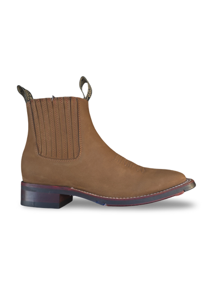BOTINES CHARROS DE GAMUSA PUNTA CUADRADA COLOR CHEDRON (WILD WEST)