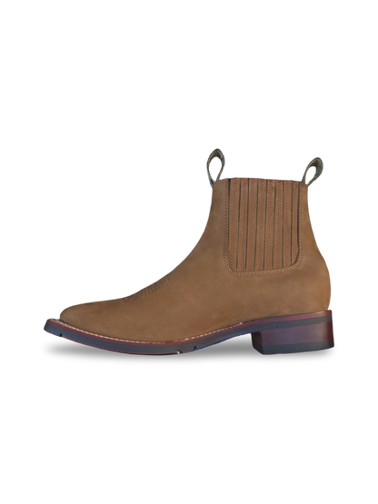 BOTINES CHARROS DE GAMUSA PUNTA CUADRADA COLOR CHEDRON (WILD WEST)