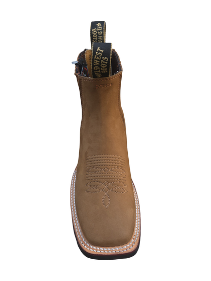 BOTINES CHARROS DE GAMUSA PUNTA CUADRADA COLOR CHEDRON (WILD WEST)