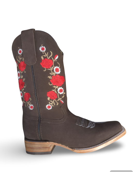 BOTAS VAQUERAS DAMA BORDADA 426 BD FLORES (potrillo salvaje)