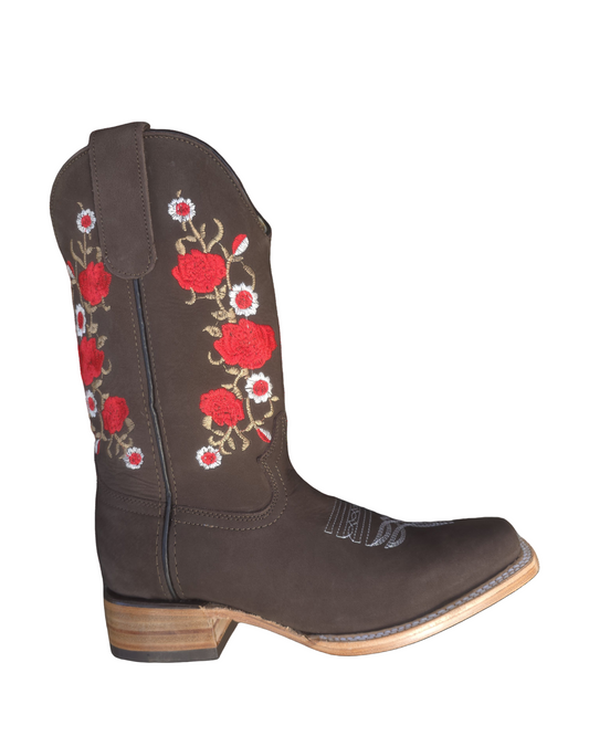 BOTAS VAQUERAS DAMA BORDADA 426 BD FLORES (potrillo salvaje)