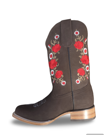 BOTAS VAQUERAS DAMA BORDADA 426 BD FLORES (potrillo salvaje)