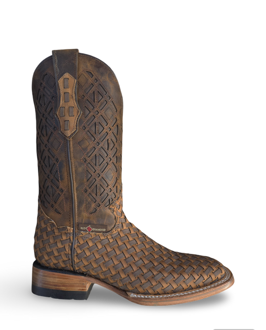 RED DIAMOND PETATILLO BOOT (BROWN) Wide Square Toe Cowboy Boot