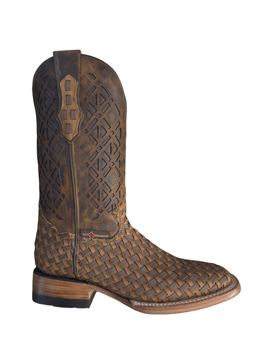 RED DIAMOND PETATILLO BOOT (BROWN) Wide Square Toe Cowboy Boot