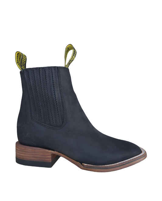 BOTINES CHARROS DE GAMUZA RODEO (AGAVERO) COLOR NEGRO