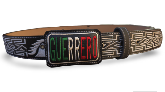 CINTURON PITEADO "GUERRERO" TRICOLOR COLOR NEGRO/BLANCO