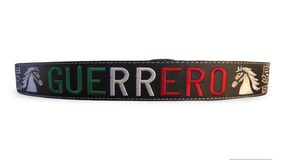 CINTURON PITEADO "GUERRERO" TRICOLOR COLOR NEGRO/BLANCO