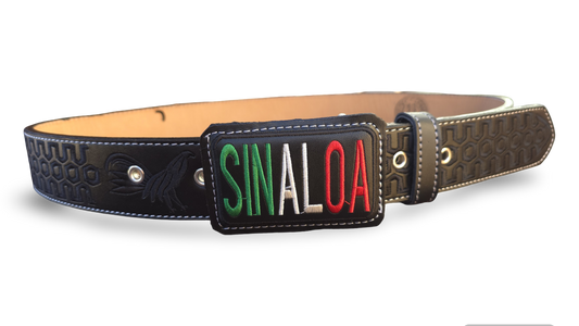 CINTURON PITEADO "SINALOA" TRICOLOR COLOR NEGRO