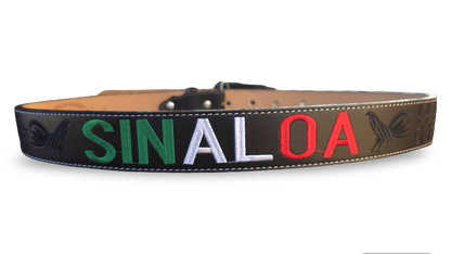CINTURON PITEADO "SINALOA" TRICOLOR COLOR NEGRO