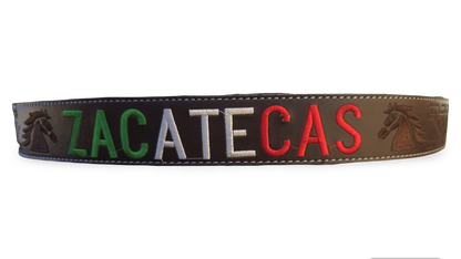 CINTURON PITEADO "ZACATECAS" TRICOLOR COLOR CAFE
