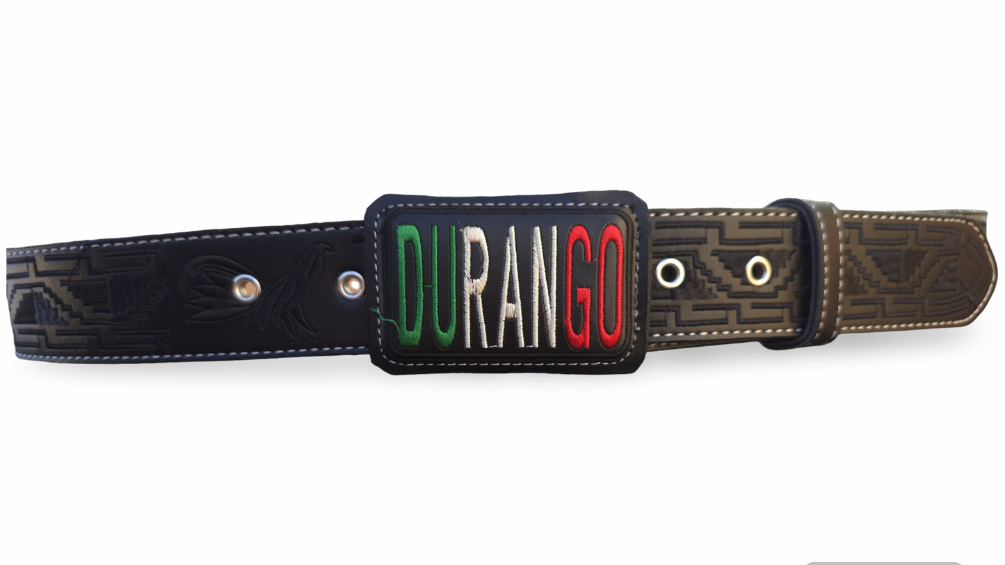 CINTURON PITEADO "DURANGO" TRICOLOR COLOR NEGRO