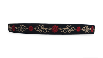 Cinto Vaquero Para Dama Bordado Rosas Rojas Color Negro
