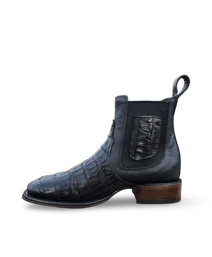 VESTIGIUM 782B8205 WIDE SQUARE TOE CAIMAN BELLY BLACK