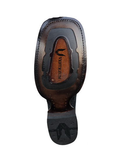 VESTIGIUM 782B8205 WIDE SQUARE TOE CAIMAN BELLY BLACK