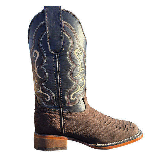 Brown Suede Python Print Boots