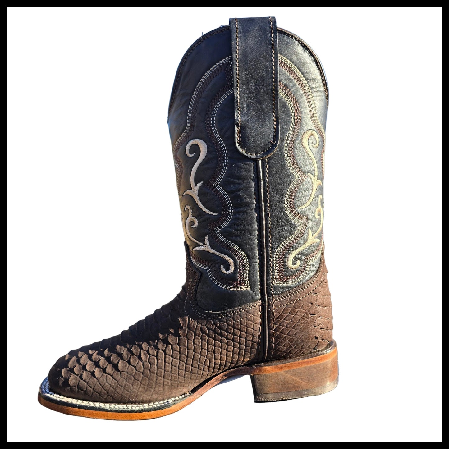 Brown Suede Python Print Boots