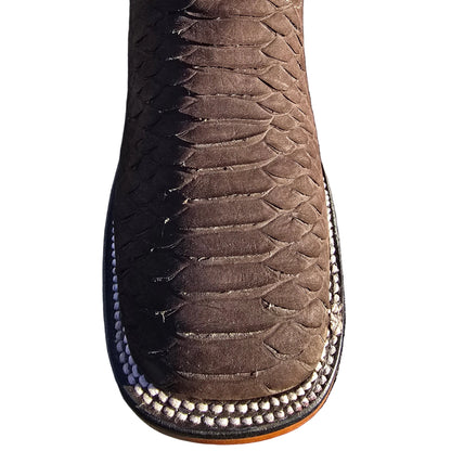 Brown Suede Python Print Boots