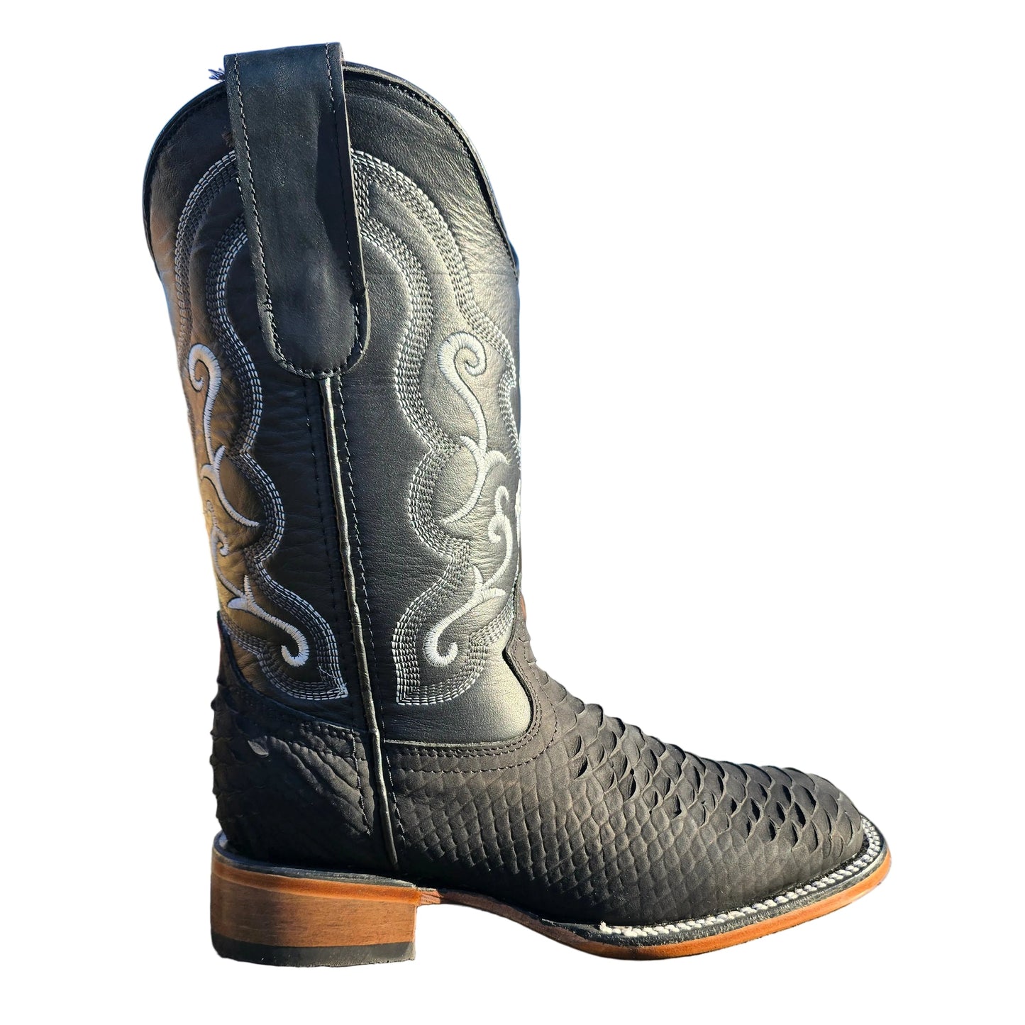 Black Suede Python Print Boots