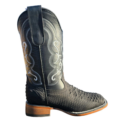 Black Suede Python Print Boots